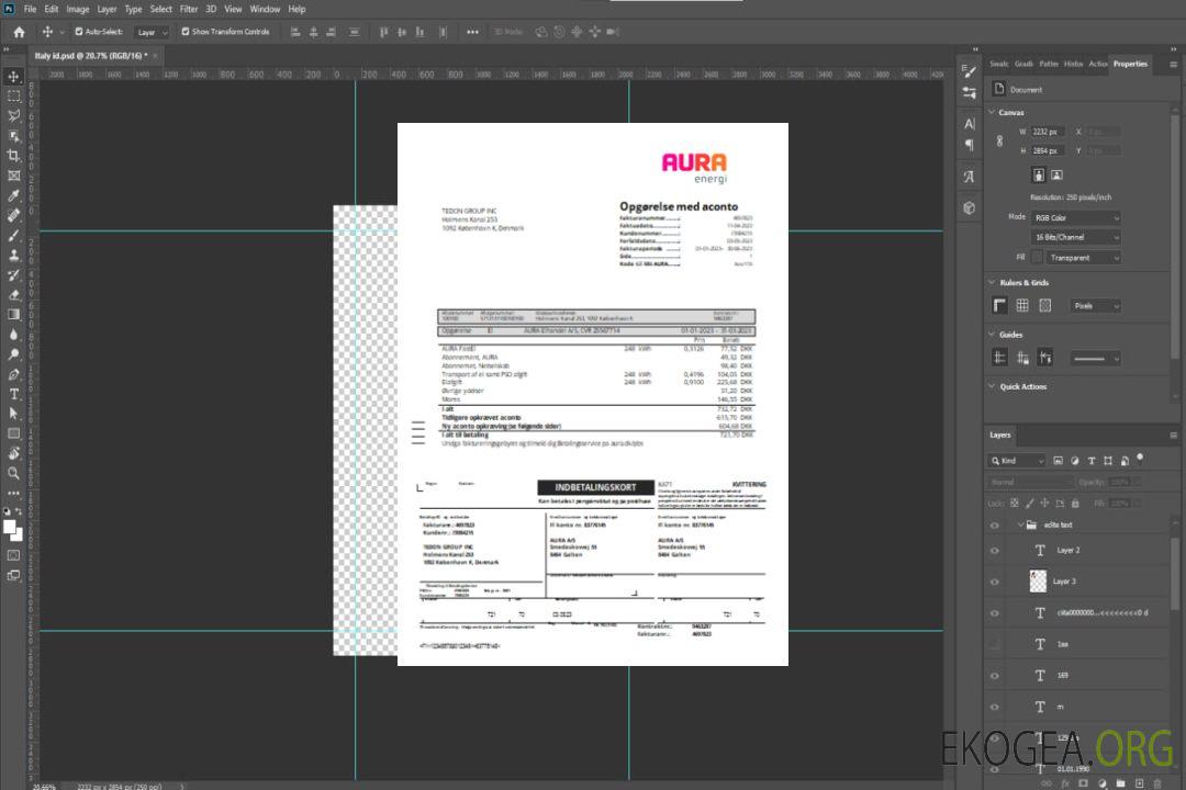 Facture commerciale de service public Aura Energi, SCR template Facture commerciale de service public Aura Energi, SCR template